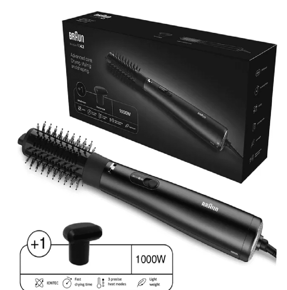 Braun Airbrush with 2 Black Ionic Attachments 1000W