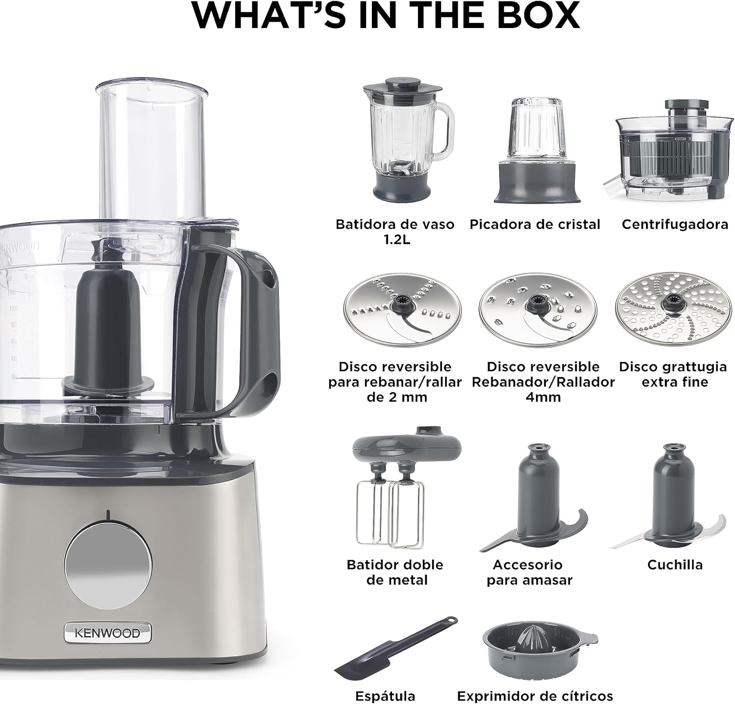 Kenwood Fdm307Ss Full Size Food Processor, 800 Watt With Grinder
