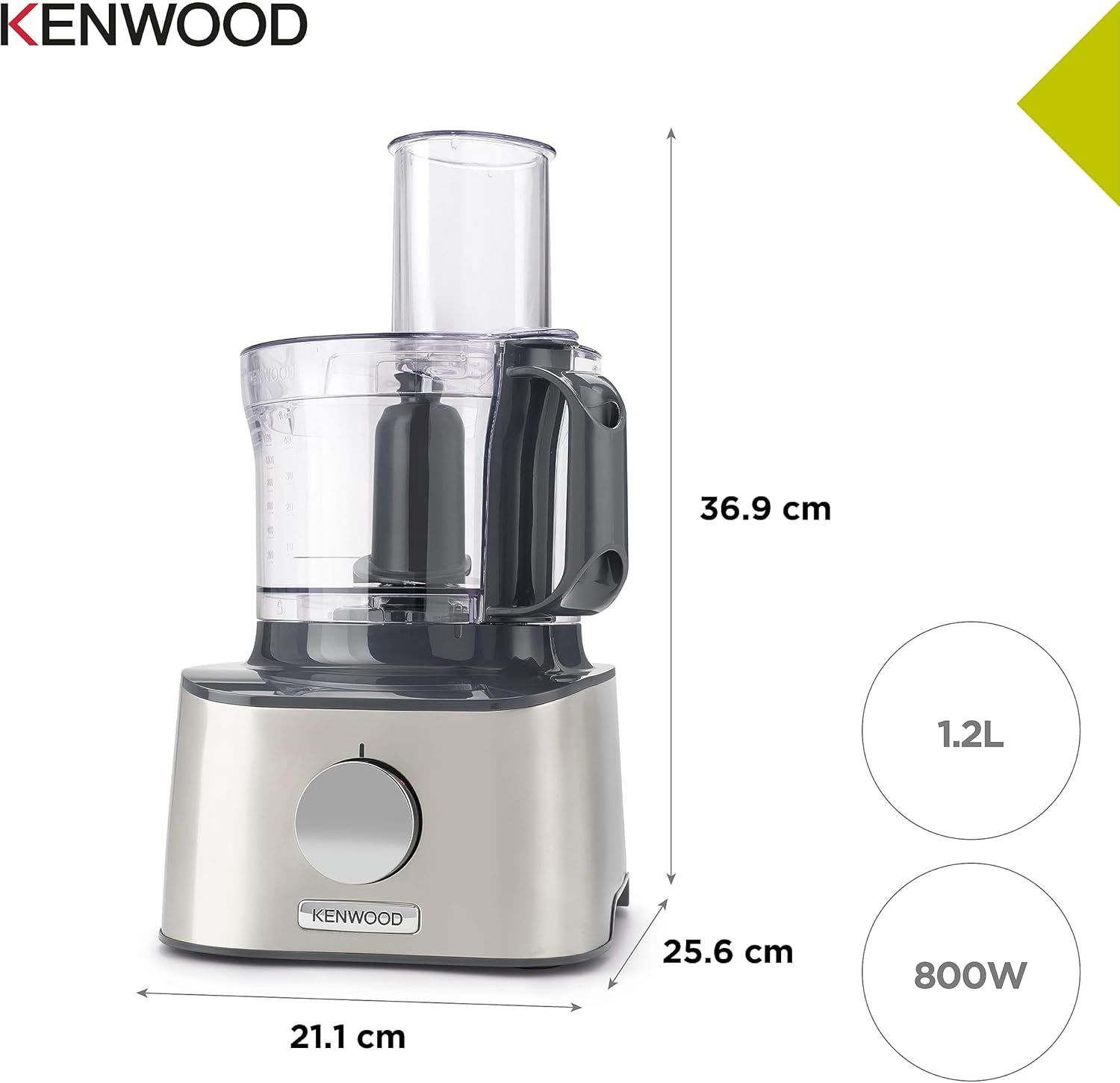 Kenwood Fdm307Ss Full Size Food Processor, 800 Watt With Grinder