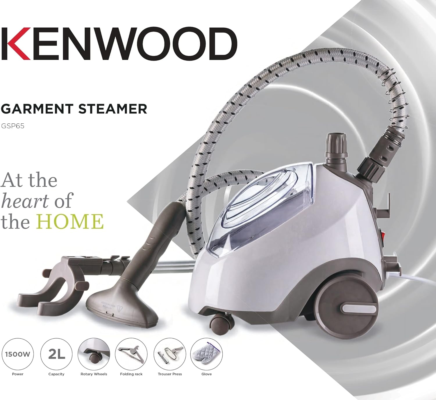 Kenwood Garment Steamer, 1500W, 2L , GSP65.000WH, White