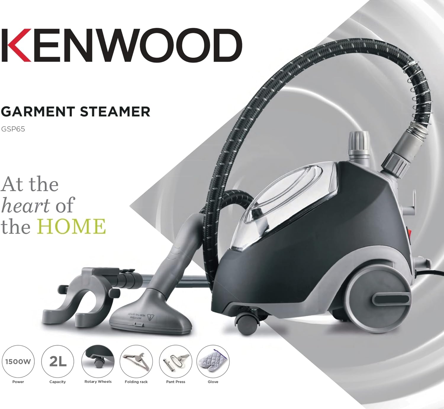 Kenwood Garment Steamer, 1500W, 2L , GSP65.500BK, black