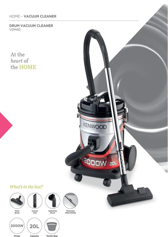 Kenwood Drum Vacuum Cleaner, 2000W, 20L Tank Capacity