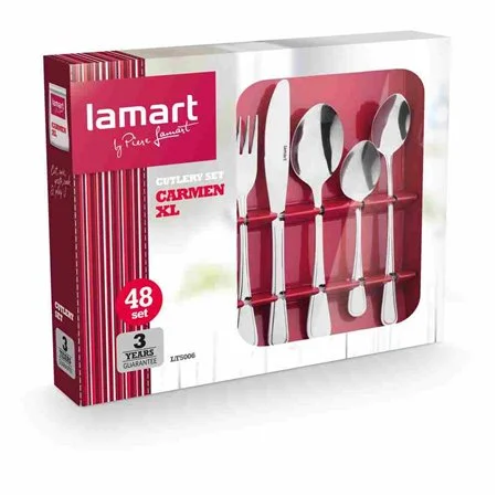 Lamart LT5006 Carmen Xl Stainless Steel Cutlery Set - 48 Pieces, Silver