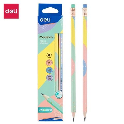 Deli Macaron Pastel Collection Graphite - 12 Colored Pencil (SC01.1)