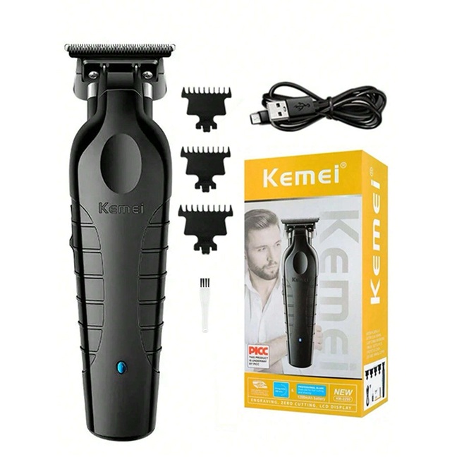 Kemei Black Hair Clipper for Men - Cordless Hair Trimmer, USB Rechargeable