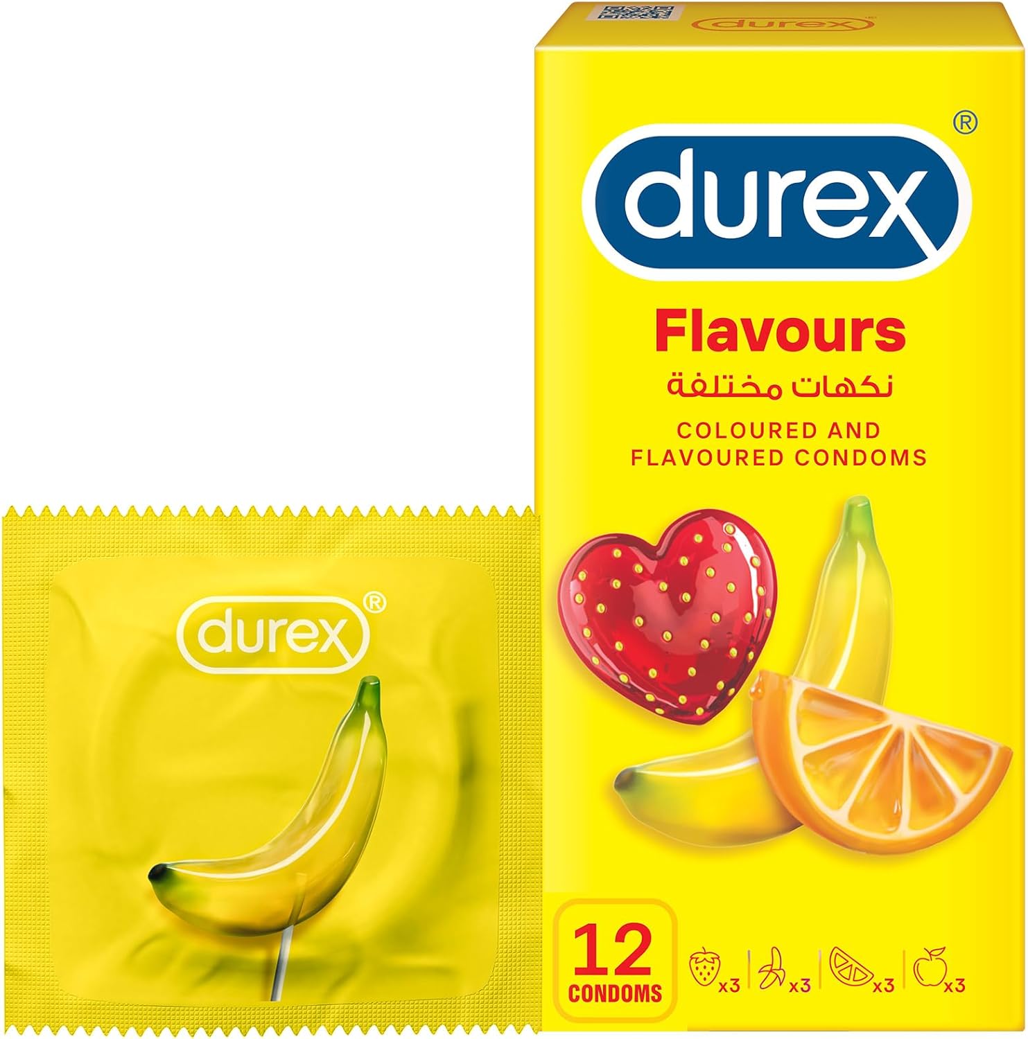 Durex Condoms for Men Colored and Flavored - 12 Pieces
