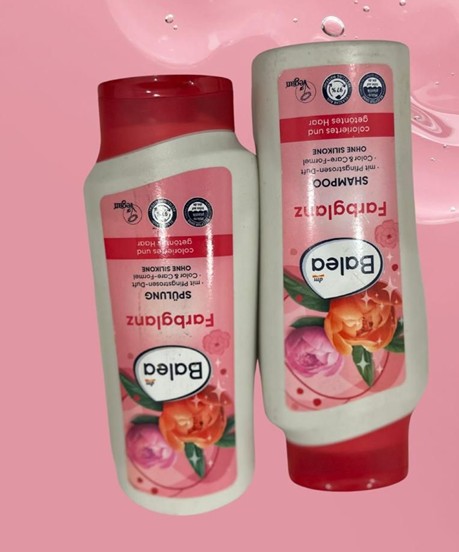 BALEA SHAMPOO 300 ML + HAIR CARE CREAM 300 ML SET OF 2 Peony Scented For Dyed Hair