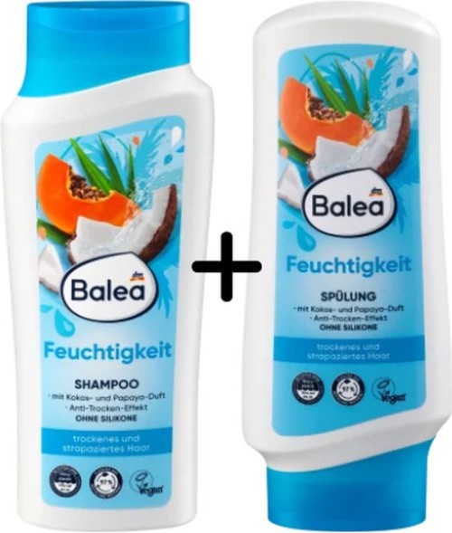 Balea Shampoo + Conditioner Moisture Coconut and Papaya  - 2x 300 ml