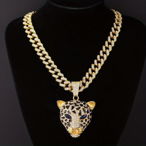 Hip Hop Leopard Head Pendant Necklace