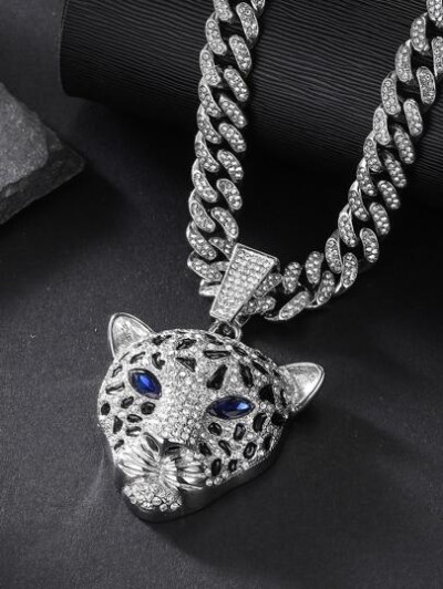 Hip Hop Leopard Head Pendant Necklace