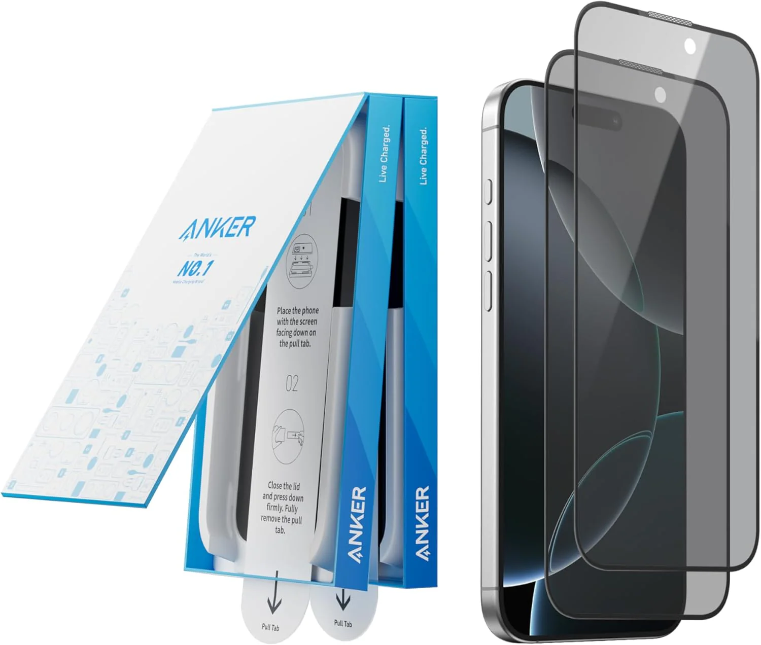 Anker iPhone 16 Pro Max Easy Fit Privacy Screen Protector Kit 2-Pack