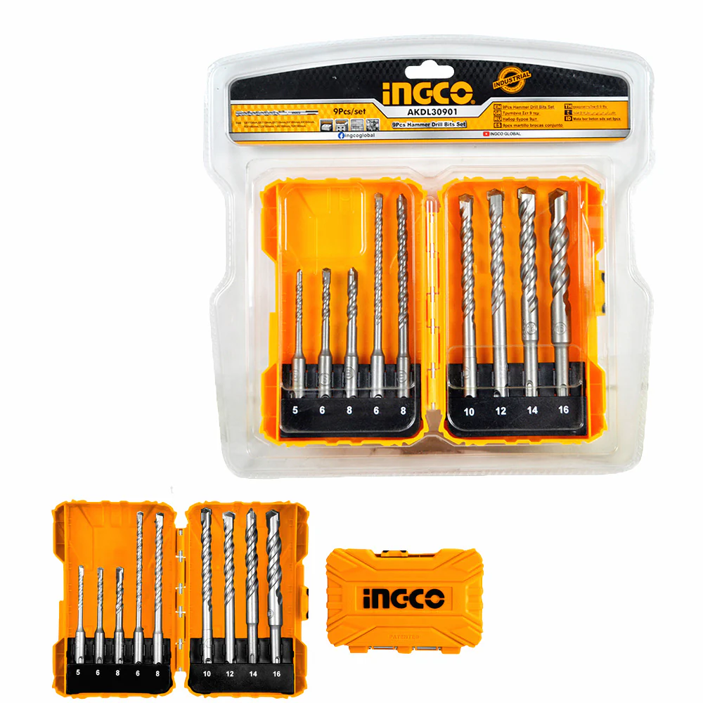 9pcs SDS Plus Hammer Drill Bits Set