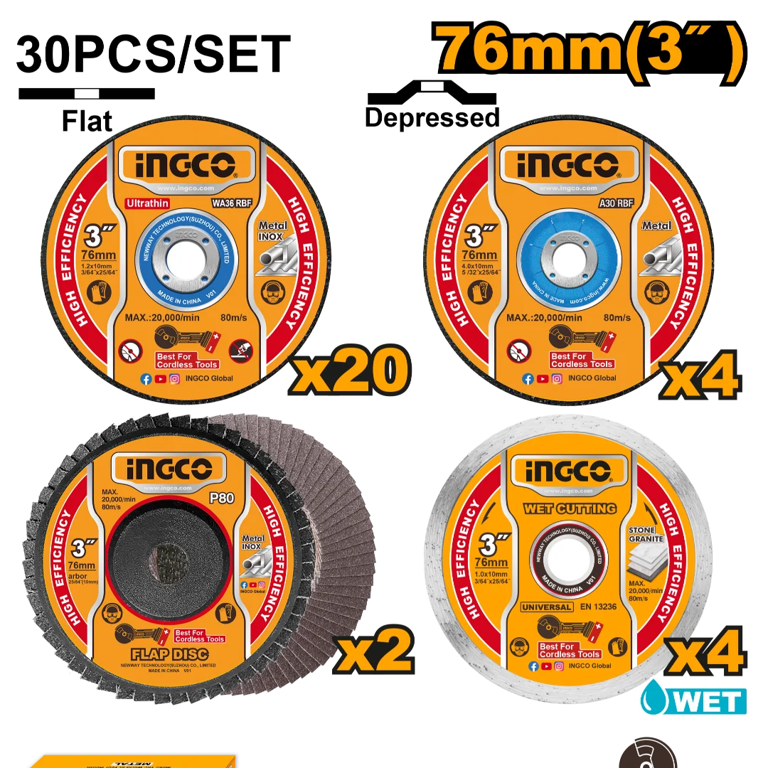 Cutting and grinding disc set