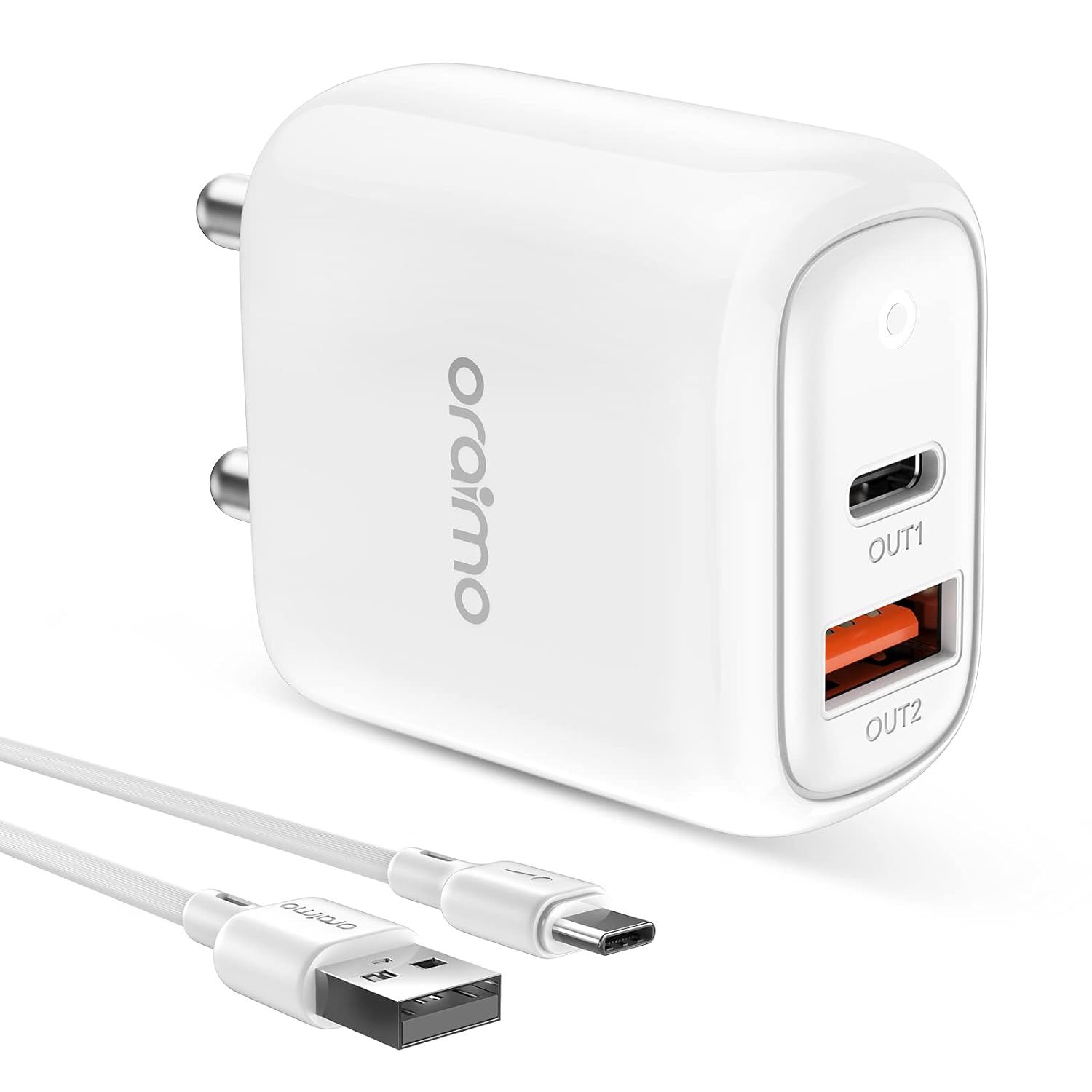 Oraimo 18W Dual Port Type C Charger - OCW U83D+C53
