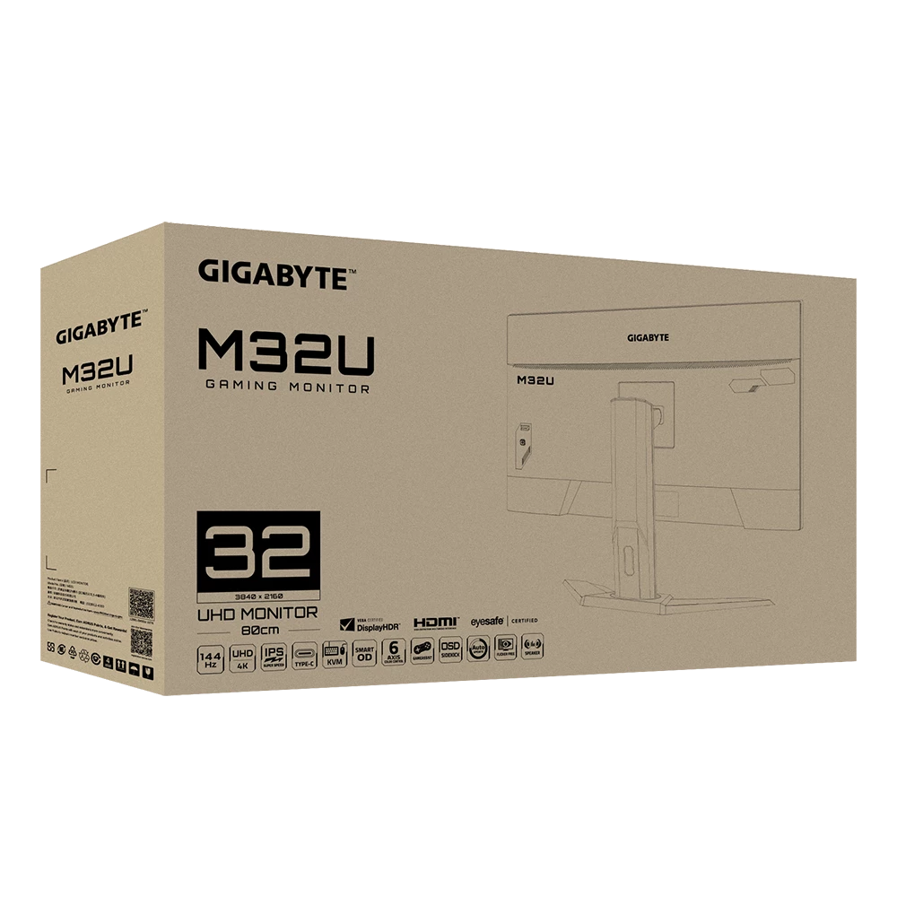 Monitor GIGABYTE M32U 32 4K 144Hz Gaming with IPS 1ms Response Time HDMI 2.1 USB 3.0
