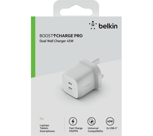 Belkin 45W Dual USB-C GAN Wall Charger With PPS
