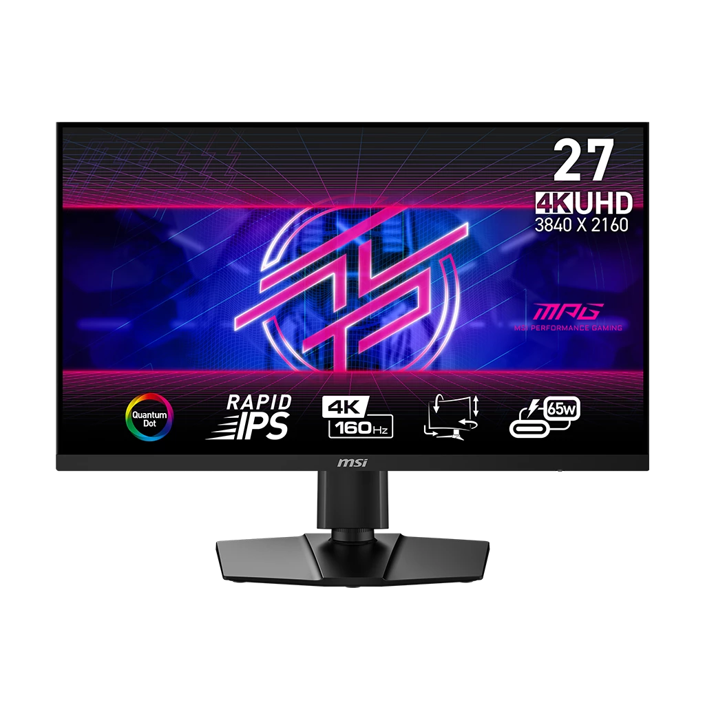 Monitor MSI MPG274URF QD 27 inch 4K Computer 160Hz Adaptive Synch HDMI DisplayPort VESA Mountable Tilt Height Adjustable Speaker 0.5ms