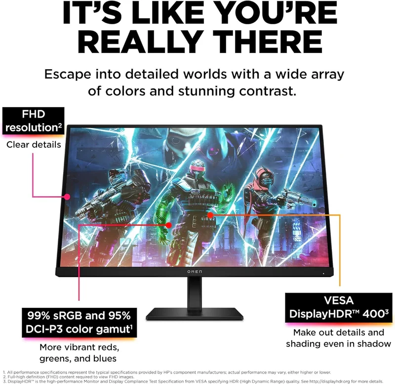 Monitor HP OMEN 27s Gaming 27 Inch FHD IPS Flat 240Hz 1ms 400 nits FreeSync Premium DisplayPort and 2x HDMI 2.0 Integrated speakers