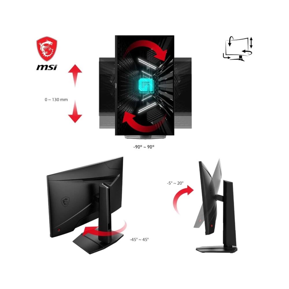 Monitor MSI G274QPF E2 27 Inch 2K WQHD Rapid IPS Panel 180Hz 1ms 119% sRGB Colour Gamut Display HDR 400 Adjustable Stand DP 1.4a HDMI 2.0b USB Type C