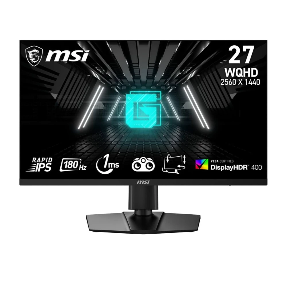 Monitor MSI G274QPF E2 27 Inch 2K WQHD Rapid IPS Panel 180Hz 1ms 119% sRGB Colour Gamut Display HDR 400 Adjustable Stand DP 1.4a HDMI 2.0b USB Type C