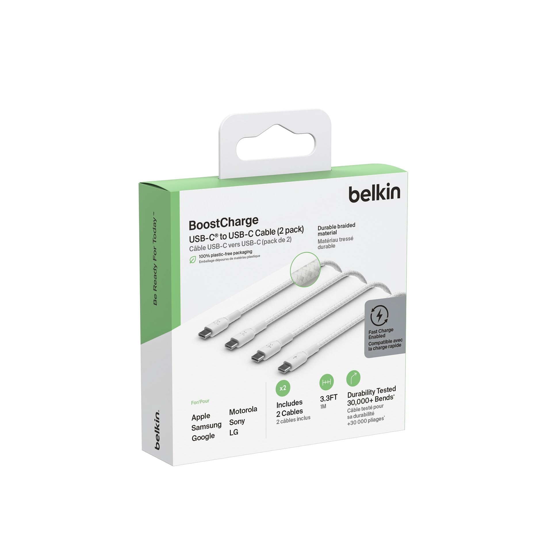 Belkin Boost Charge Braided USB-C to USB-C Cable 2-Piece Set