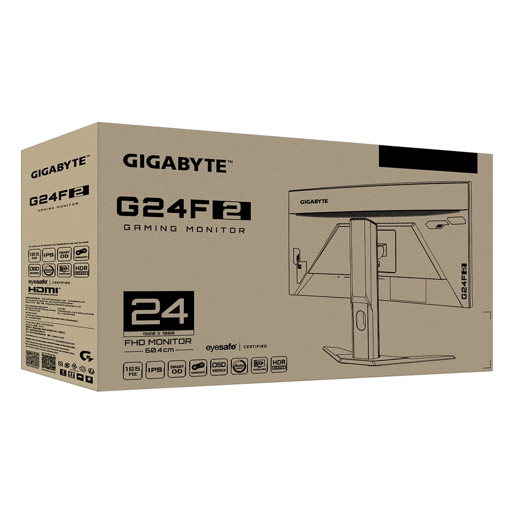 Monitor GIGABYTE G24F 2 24 inch Gaming 180Hz FHD IPS Display 1ms MPRT Response Time 95% DCI P3 125% sRGB 1x DisplayPort 1.2 HDR ready 2x HDMI 2.0 3x USB 3.2