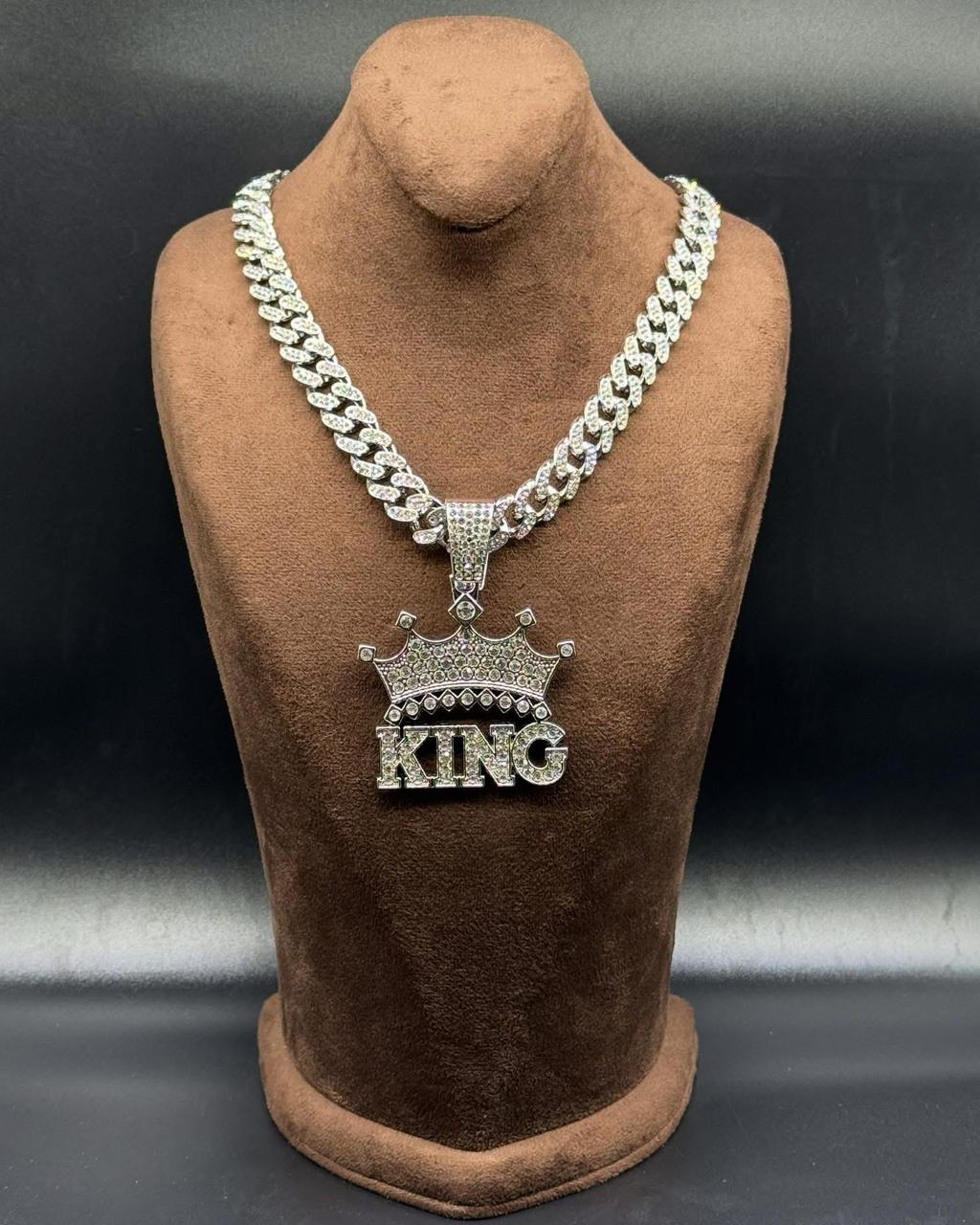Hip Hop King Crown Necklace with Cuban Chain for Men
