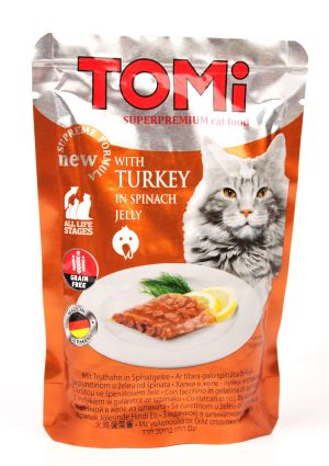 TOMi Turkey In Spinach Jelly super premium wet food, wet for cats, pouch 100g