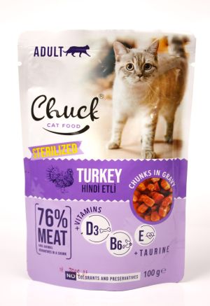 Chuck Turkey Cat Pouch Food 100 Gr