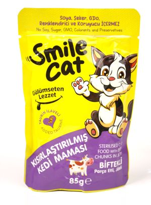 Smile Cat Beef Adult Cat Wet Food 85 gr