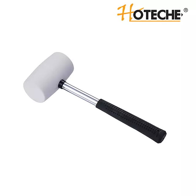 White Rubber Mallet With Steel Tubular Handle- 16Oz