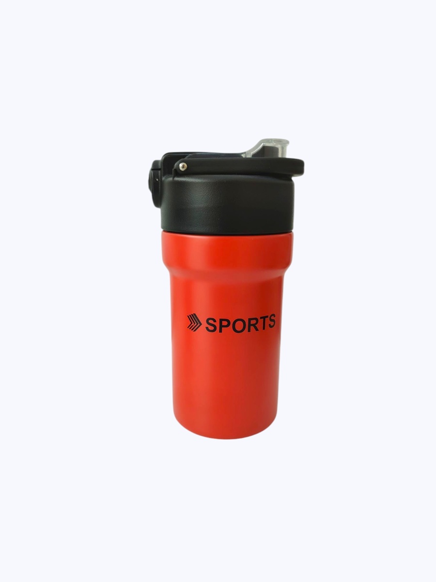 Red Steel 500ml Double Drinking Coffee Thermos Water Bottle