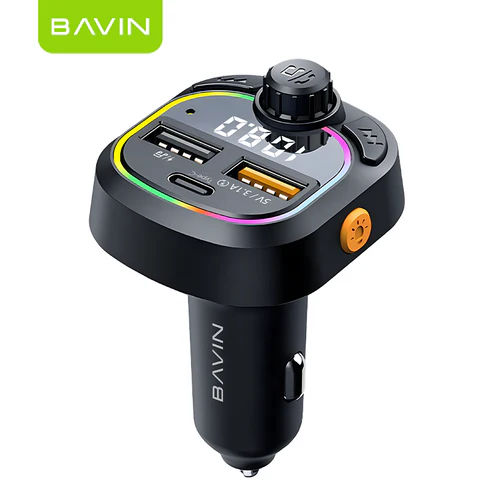 BAVIN 3-in-1 Car Charger & Bluetooth MP3 Player w/ Fast Charge & RGB Lighting