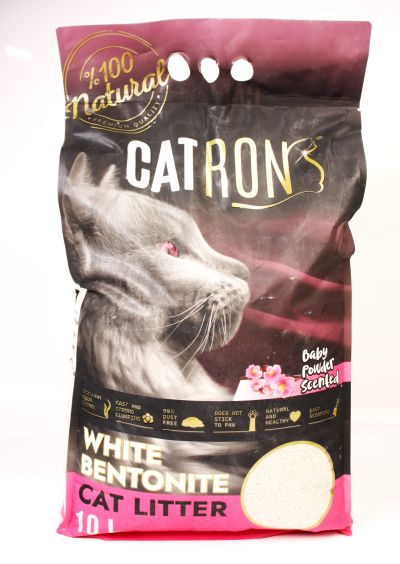 Cat ron White Bentonite Cat Litter Baby Powder Scented 10L