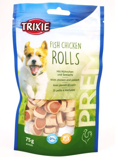 Trixie Premio Dog Treats for All Breeds of Dogs (Fish Chicken Rolls)
