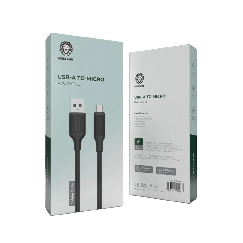 Green Lion USB-A To USB-C (1m) 2.1A PVC - Black