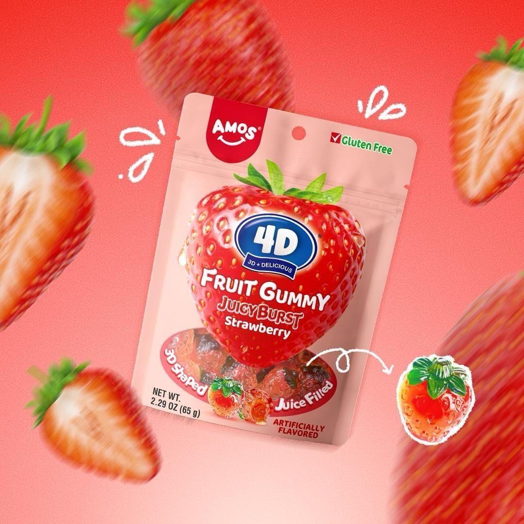 4D Fruit Gummy -Strawberry Burst Juice Filled- 65g/bag