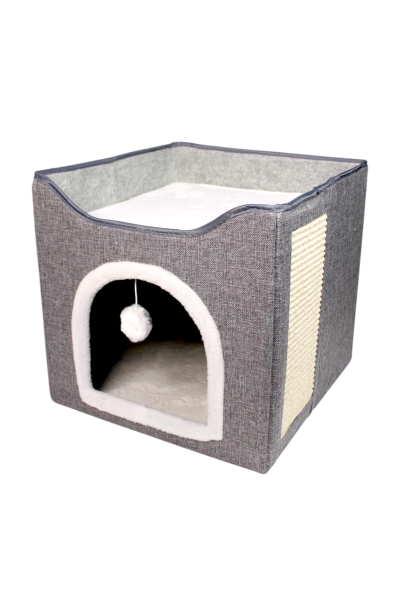Cat Bed House with 2 Plush Cushions