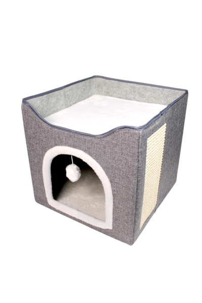 Cat Bed House with 2 Plush Cushions