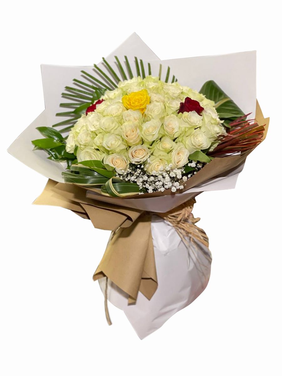 white roses bouquet (set of 50 roses)