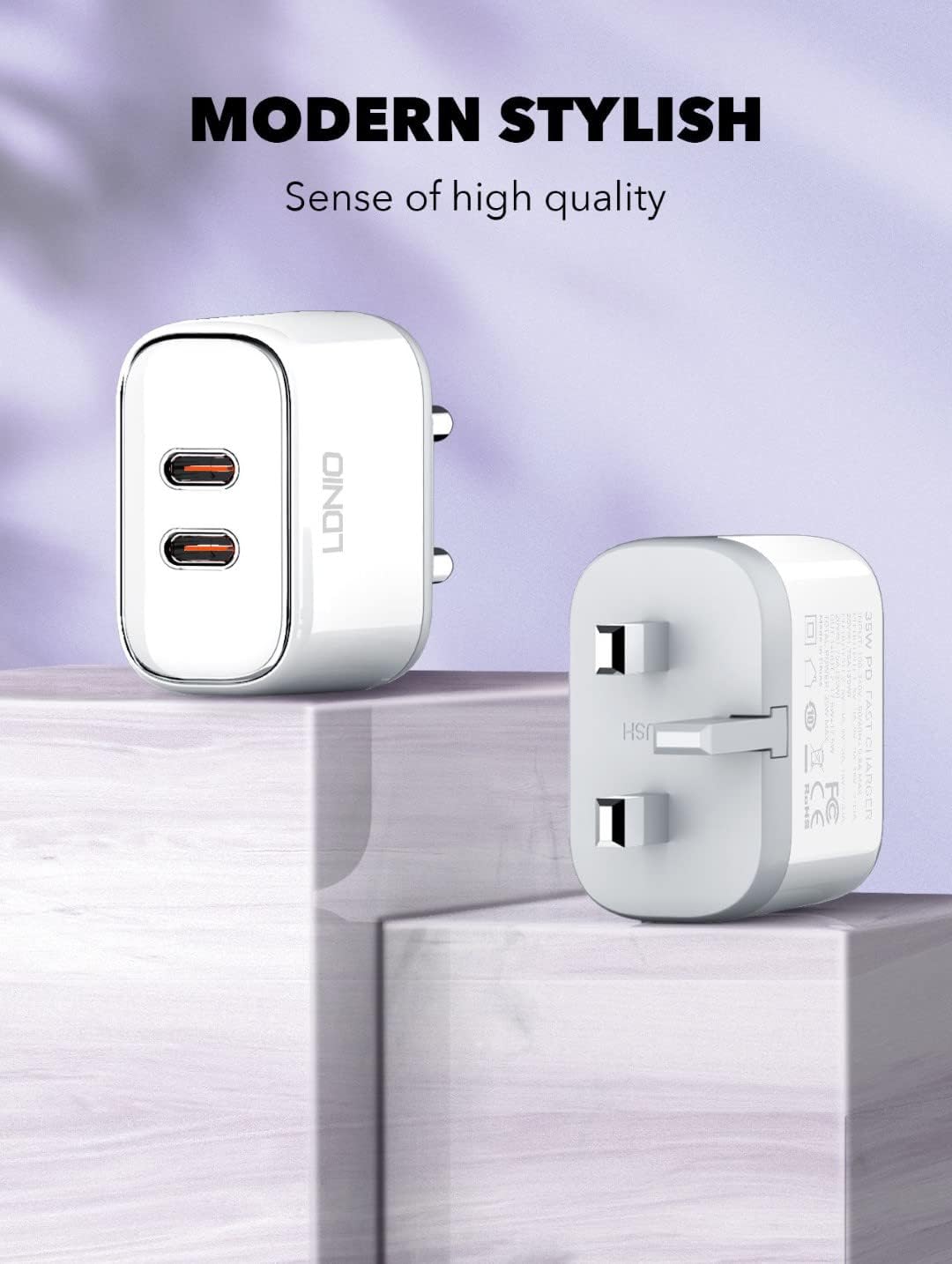 LDNIO A2528C Super Fast Charging 35W With Dual PD Charger With Type-C To Lightning Cable