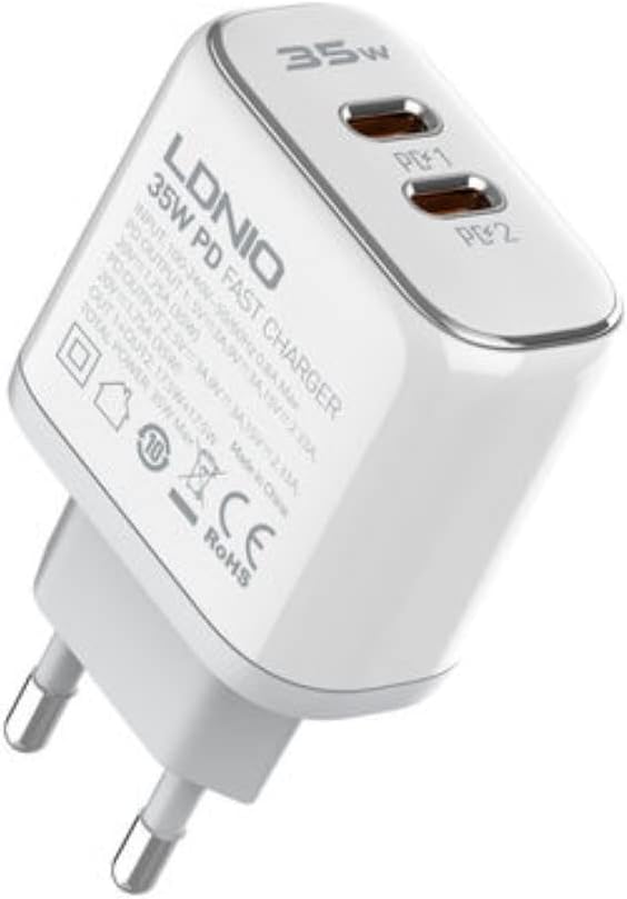 LDNIO A2528C Super Fast Charging 35W With Dual PD Charger With Type-C To Lightning Cable