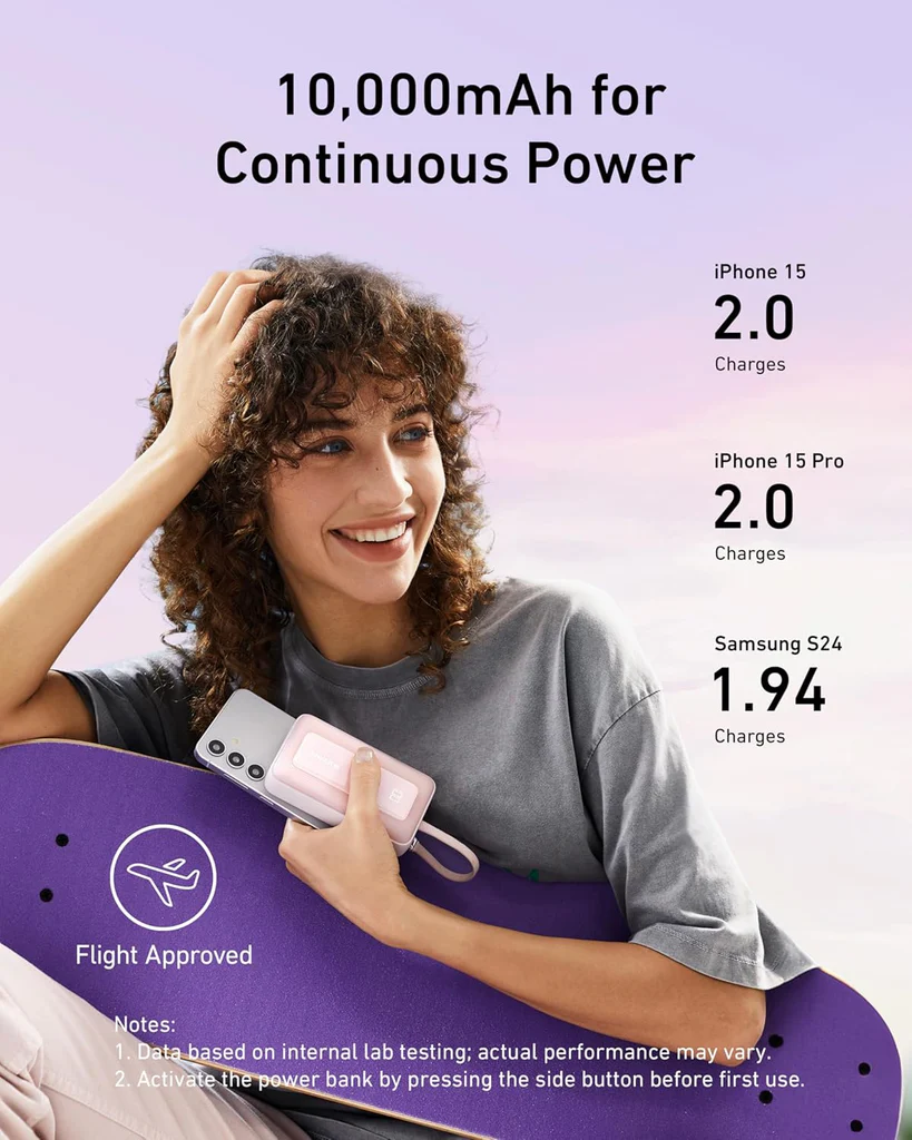 ANKER Power Bank  30W Built-In USB-C Cable