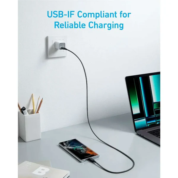 Anker 322 PowerLine USB C to USB C Braided 3ft/0.9m 60W Cable A81F5 image 2