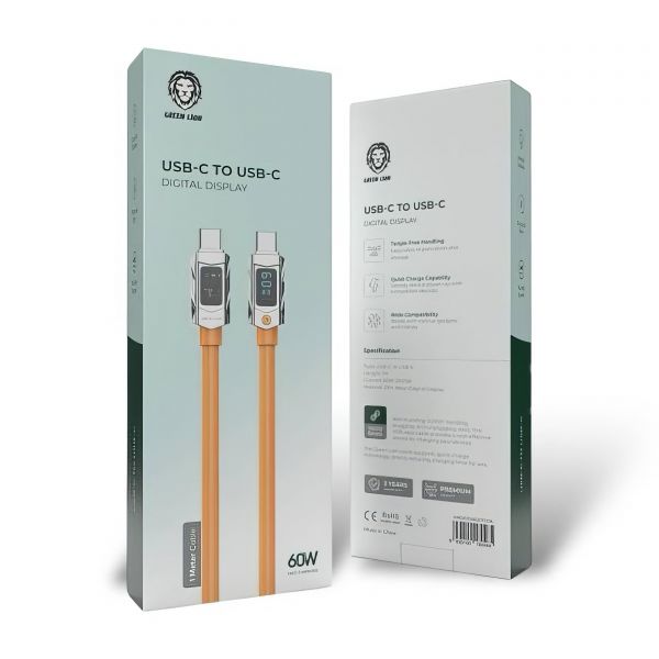 Green Lion USB-C to USB-C Digital Data Cable 1m 60W - Orange