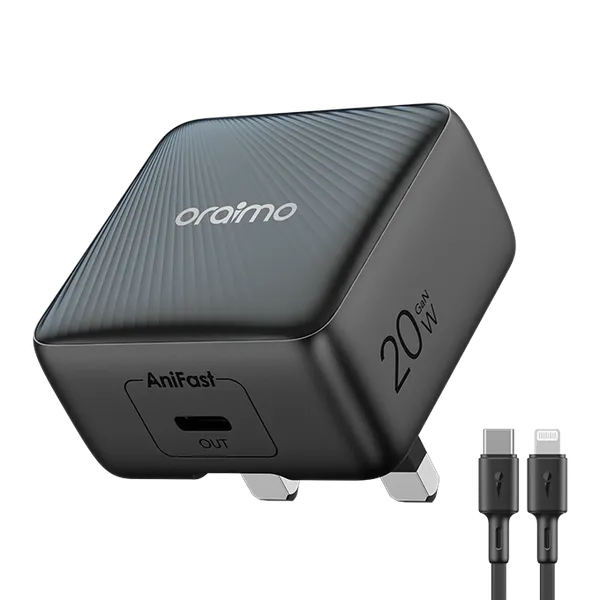 oraimo PowerCube 20 Chic 20W GaN Wall Charger Kit with Type-C to Lightning Cable