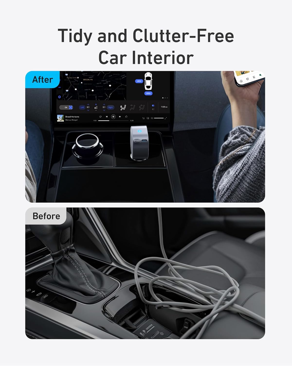 Anker 75W USB-C Car Charger with Built-in Retractable USB-C Cable
