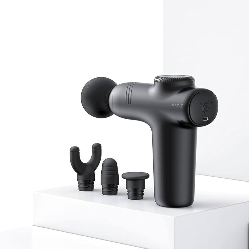 HAVIT Deep Tissue Handheld Massage Gun with 4 Massage Heads