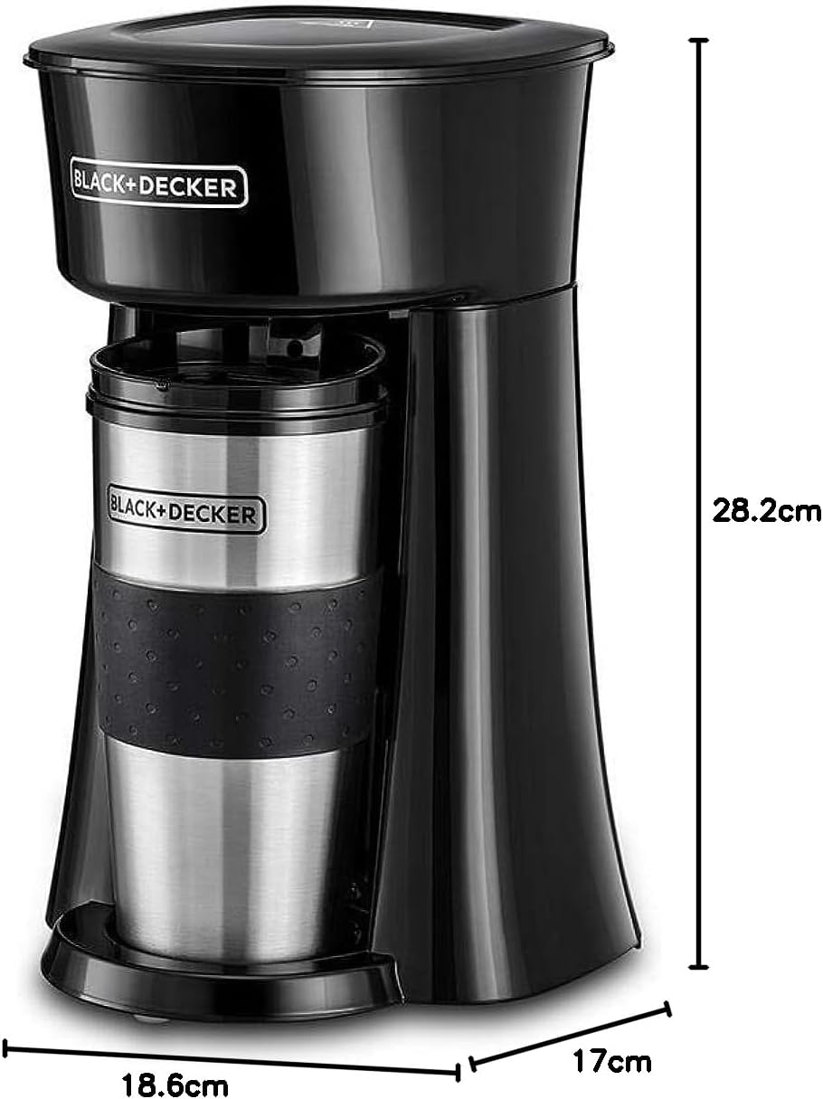 BLACK+DECKER Coffee Machine, 650W, Includes 360ml Travel Mug with Lid