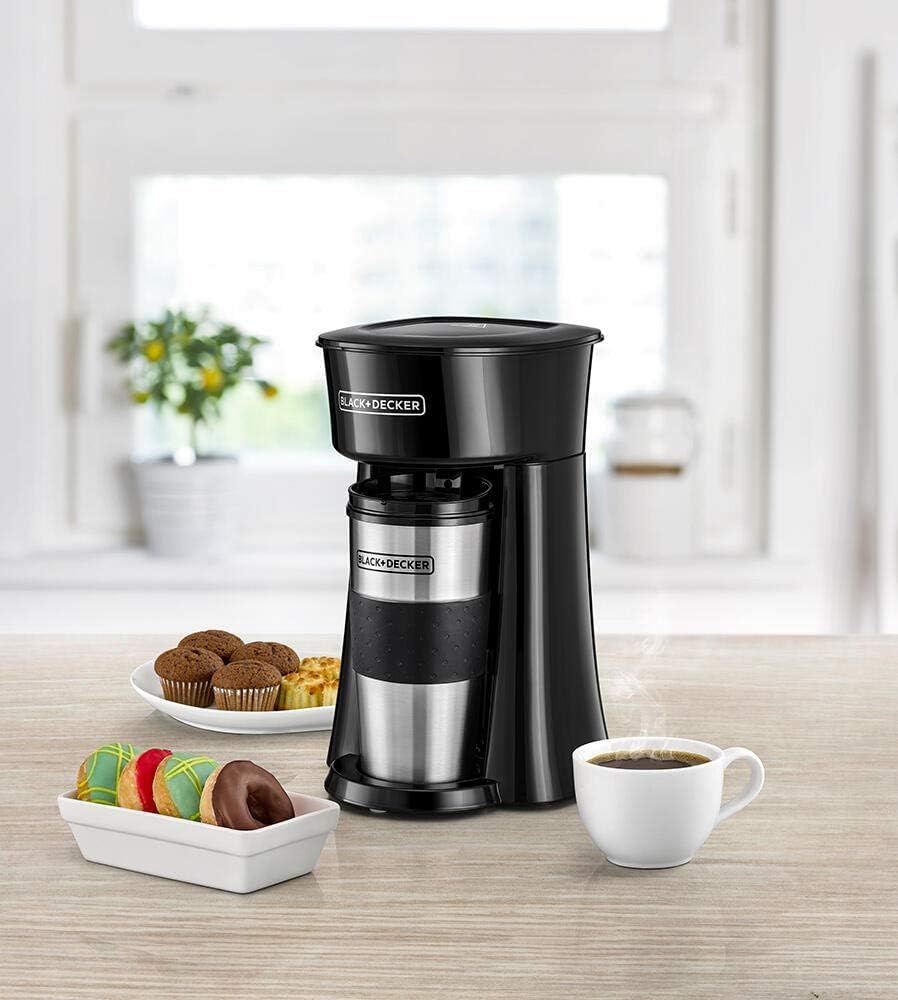 BLACK+DECKER Coffee Machine, 650W, Includes 360ml Travel Mug with Lid